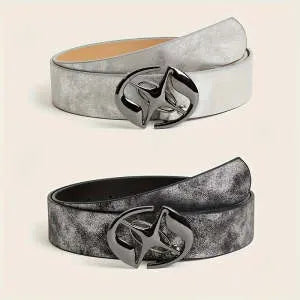 Retro women's belt with oval alloy buckle and thick 4cm PU leather strap in vintage colours