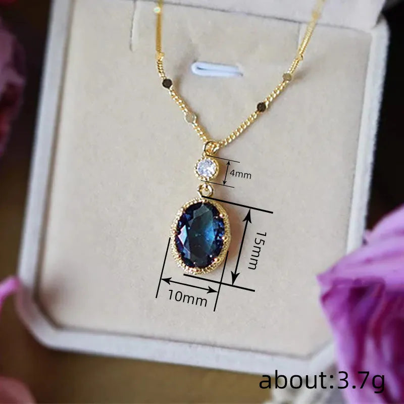 Gold geometric French retro necklace with electroplated finish on copper base material