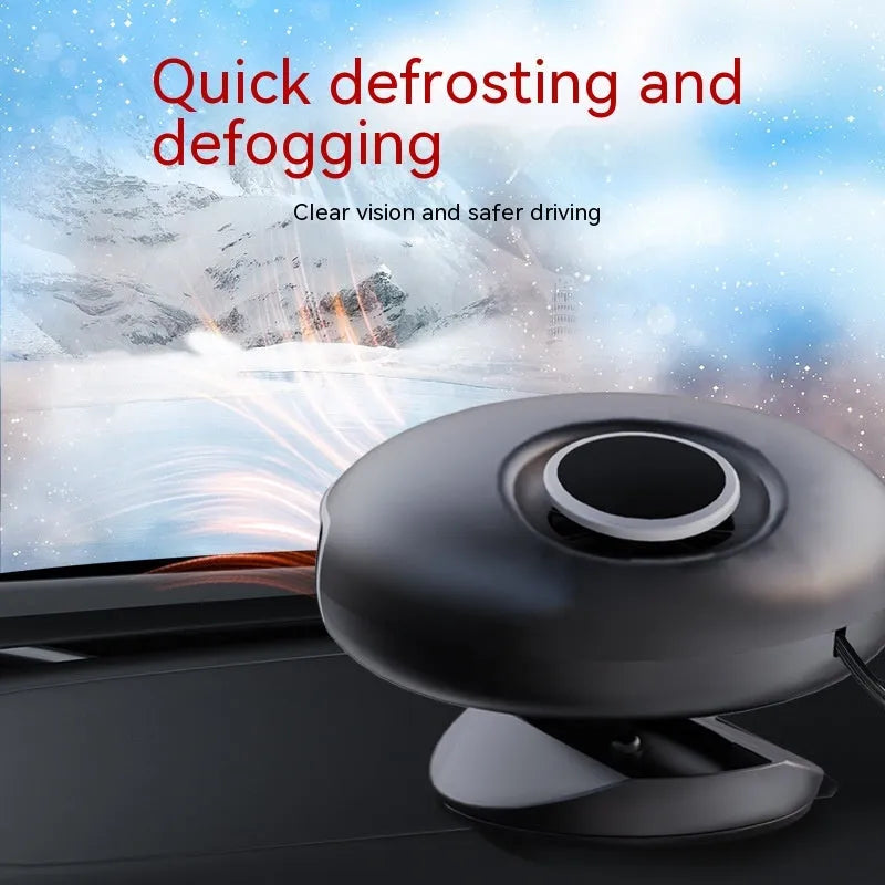 Black car warm air blower heater with power cord for 12V and 24V vehicle defrosting