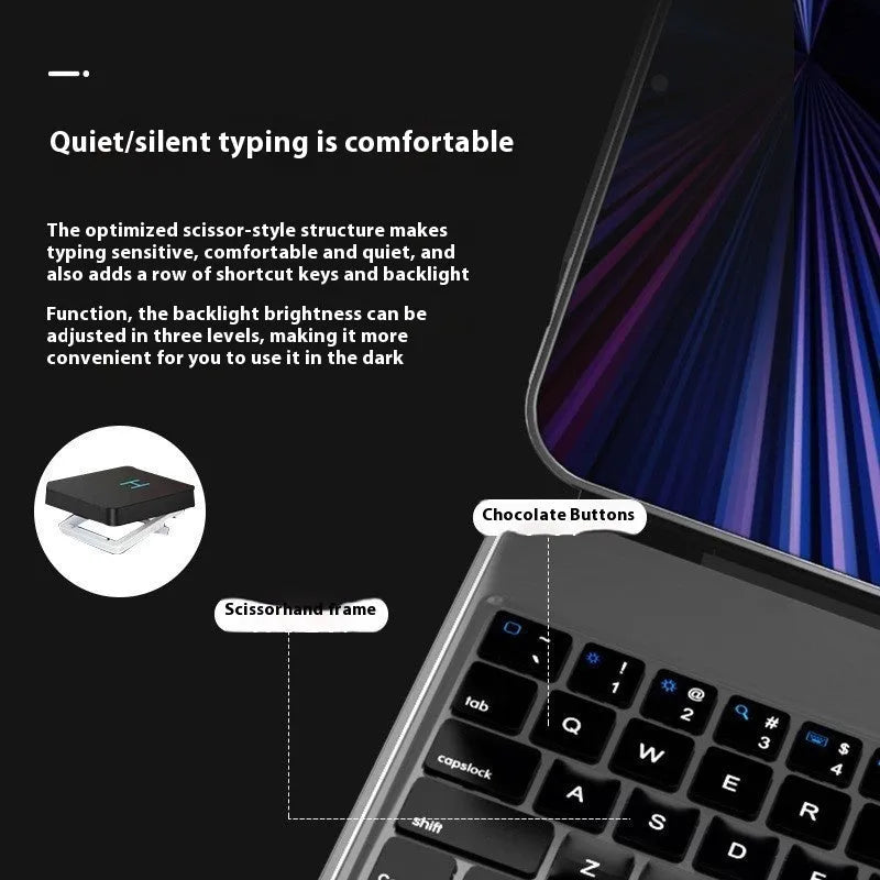 iPad magnetic keyboard and protective cover in black, white, pink, purple or blue