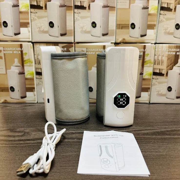 Grey and white car charger electric milk warmer with ABS polypropylene construction