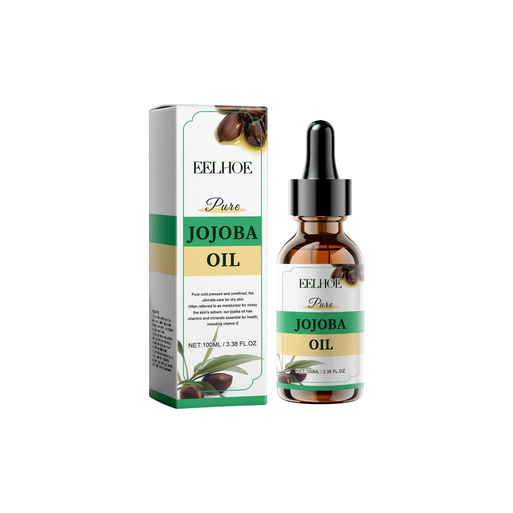 100ml amber glass bottle of organic jojoba facial oil with vitamin E