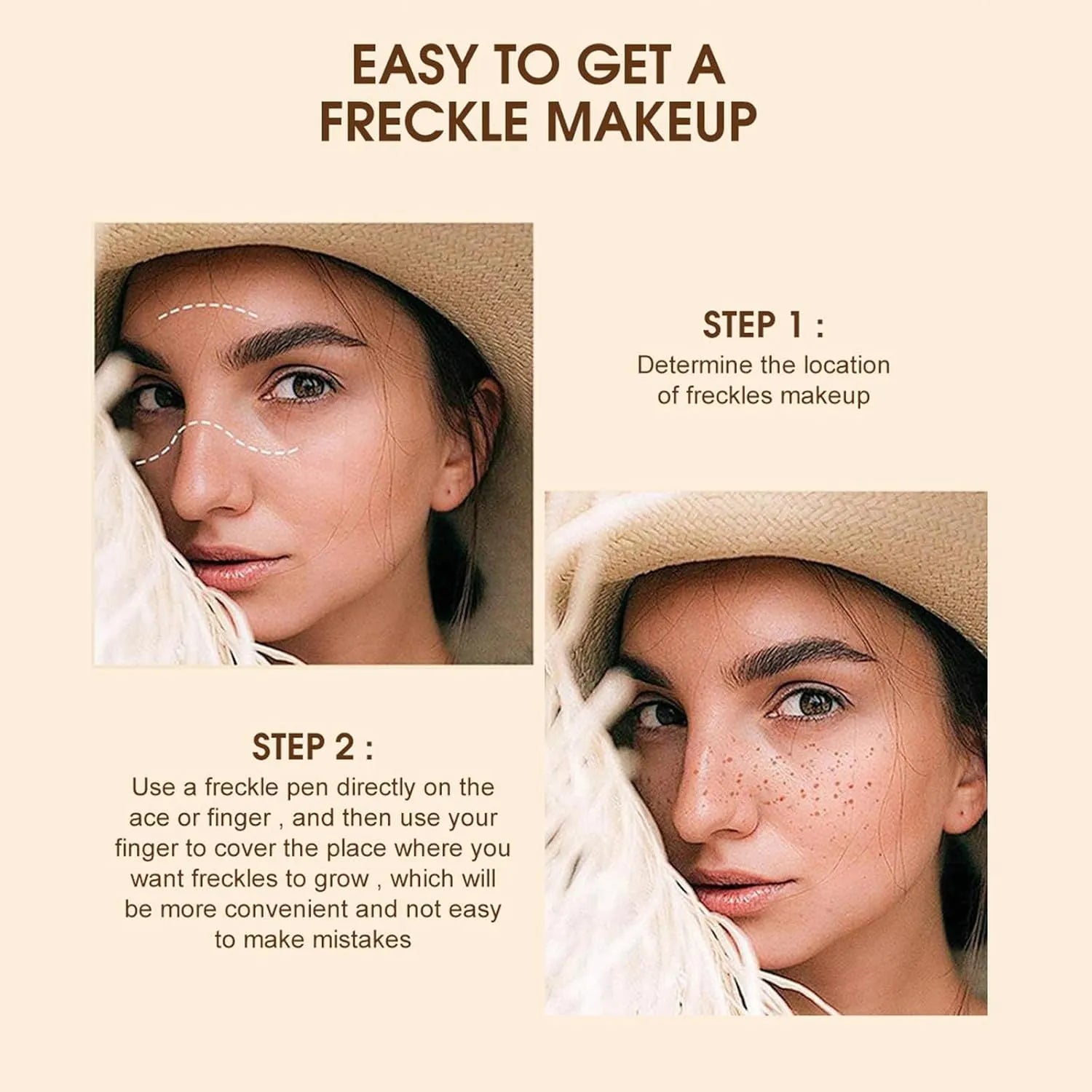 Dark brown freckle pen cosmetic marker with precision tip for natural-looking waterproof freckles
