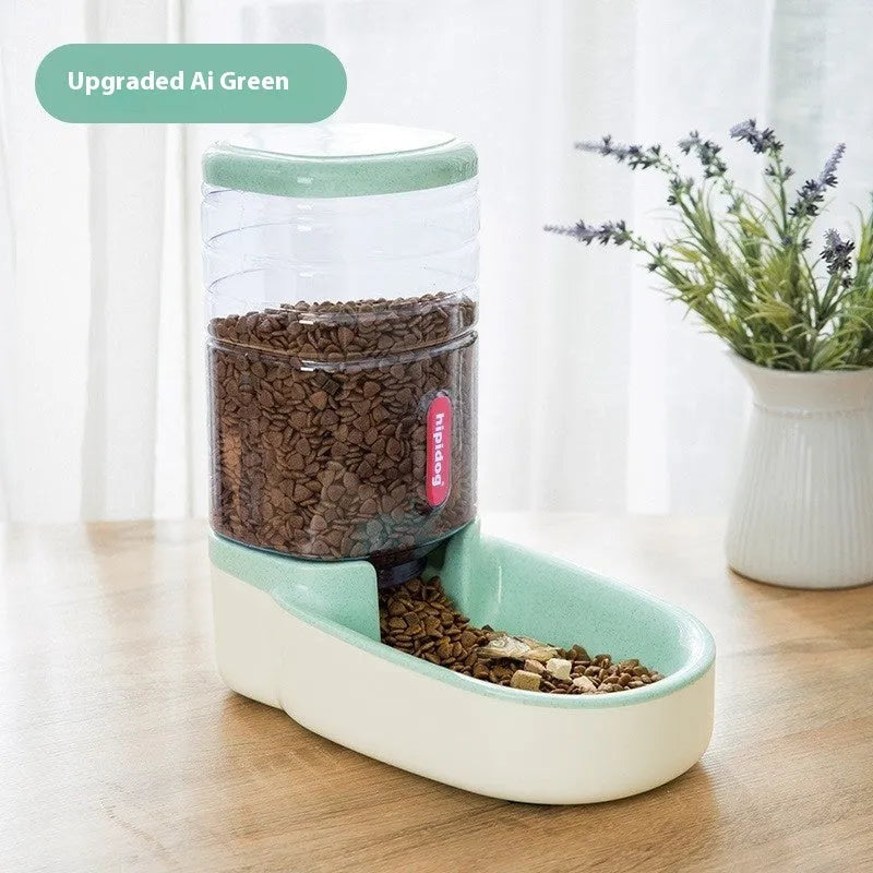 Automatic pet water fountain or feeder with 3.8L capacity in grey, blue, pink, or green colour
