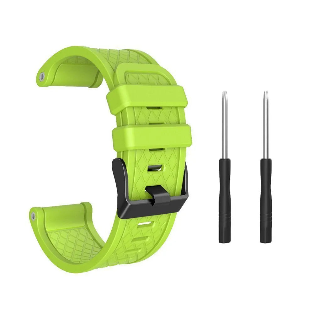 Black silicone sports watch strap with stainless steel button closure for Jiaming watches