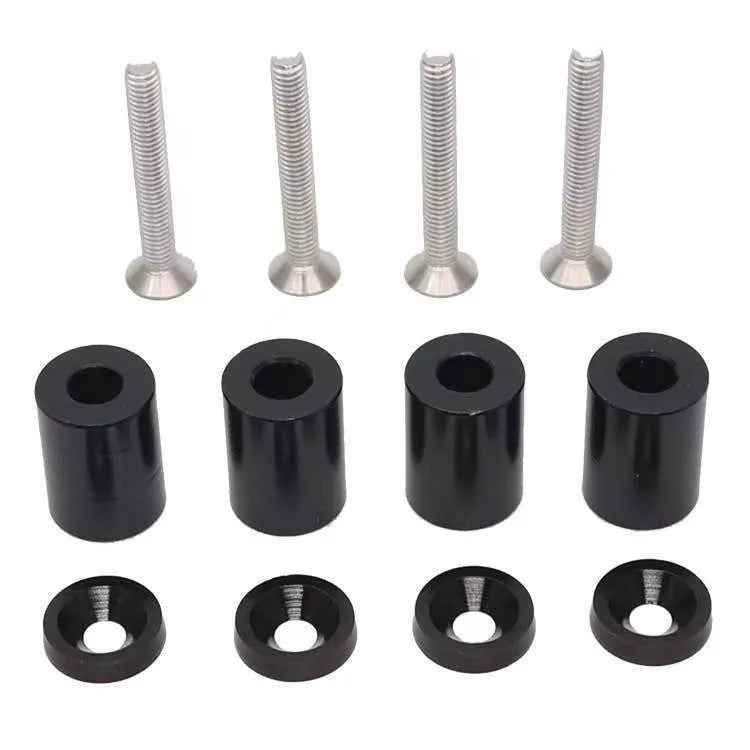Aluminium machine cover pad height sheet kit in red, blue, and black colours with screws, nuts, and washers.