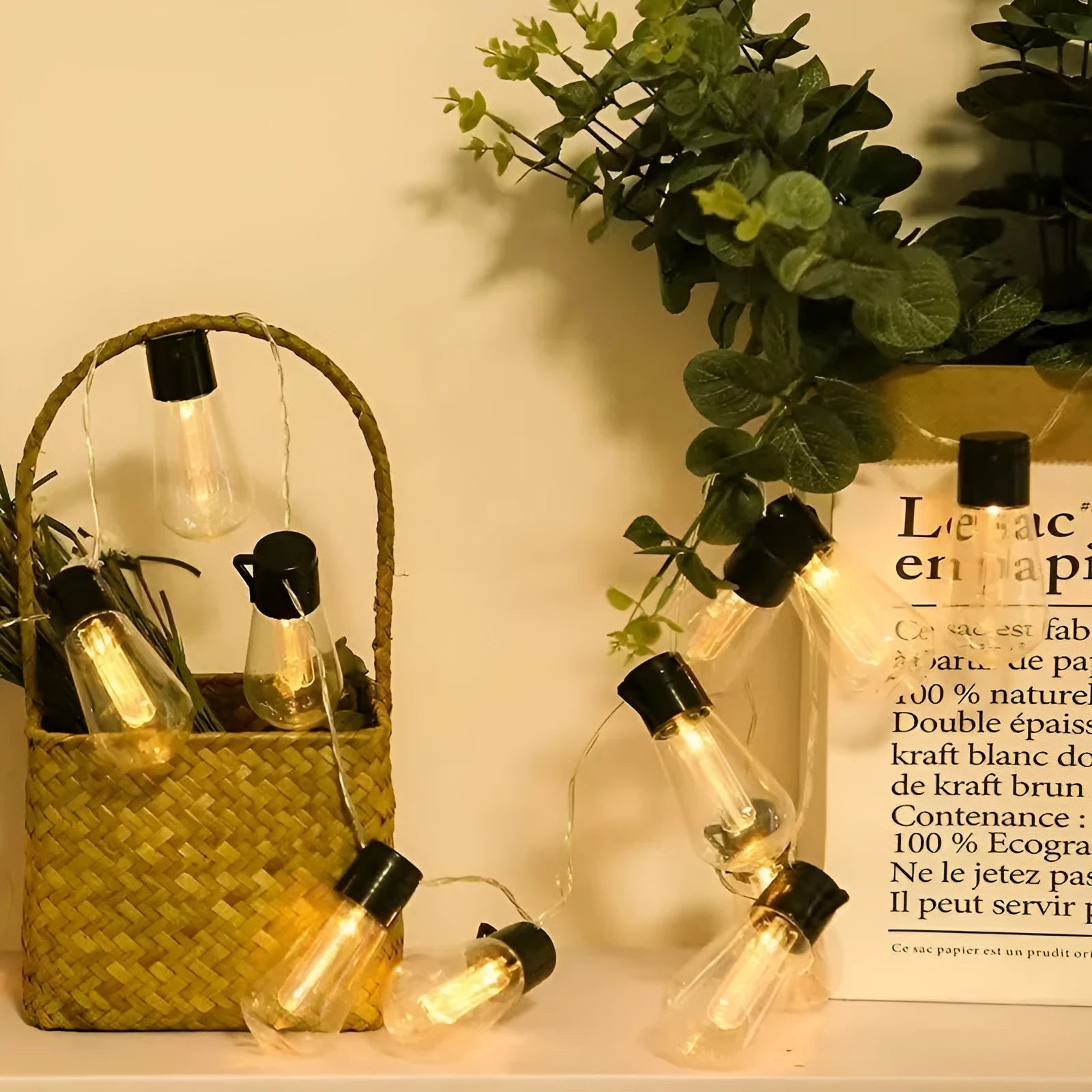 Retro infusion bottle shaped outdoor string lights in multiple lengths with waterproof design