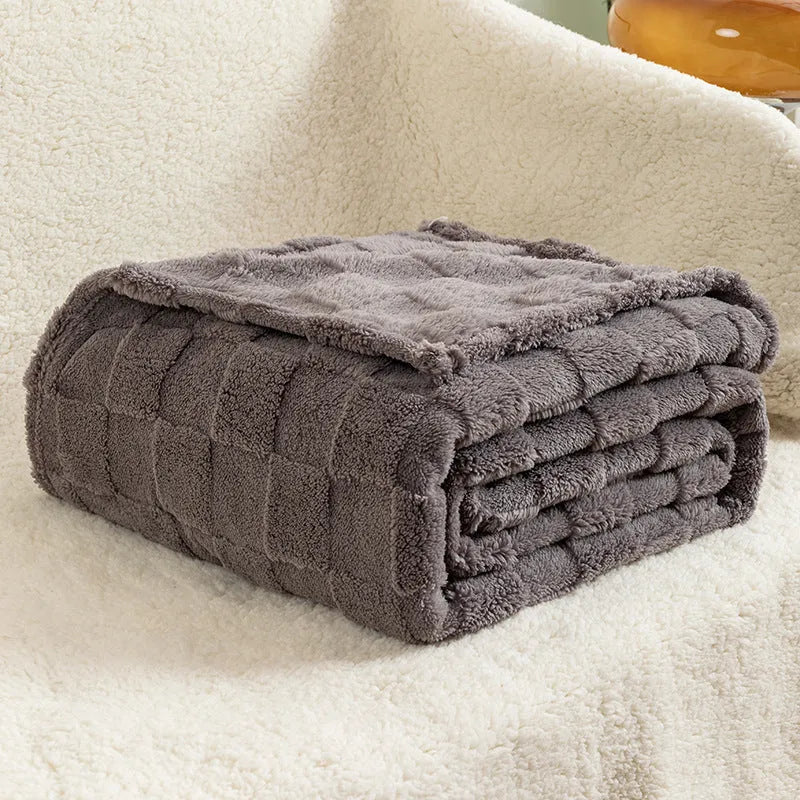 Thickened polyester velvet blanket with geometric pattern in multiple colour options
