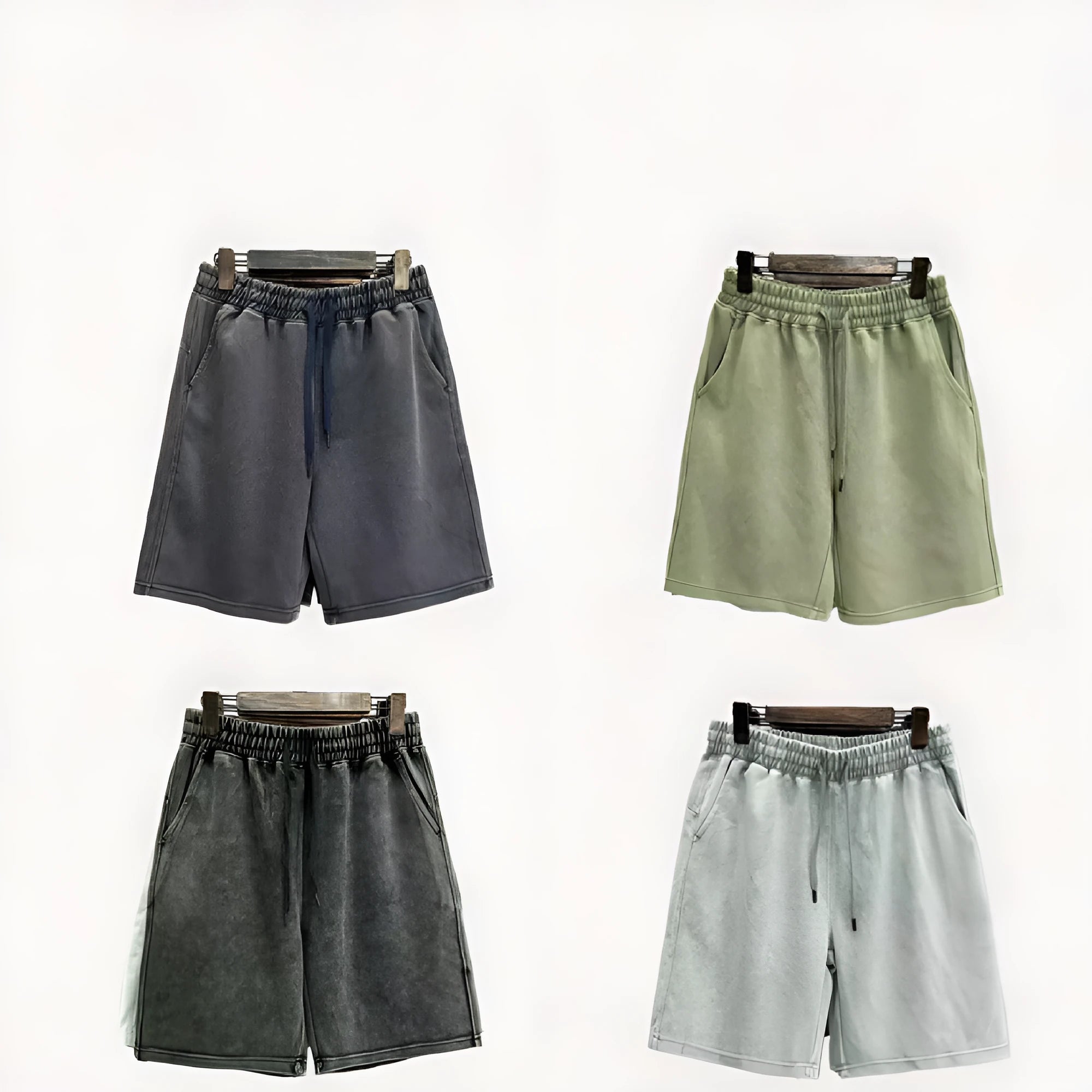 Men's cotton shorts with distressed detailing in straight-leg loose fit