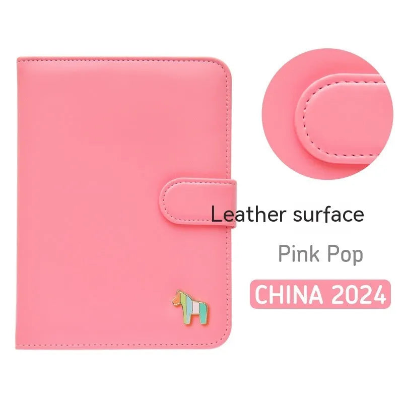 Leather schedule book 396 days dated diary open showing horseback binding and Daolin paper pages
