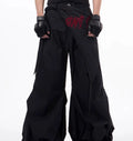 Boys Korean style wide-leg summer trousers in black solid colour