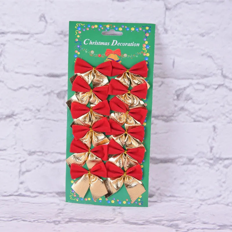 Red, gold, red gold, and silver 5 cm polyester Christmas decoration bows.