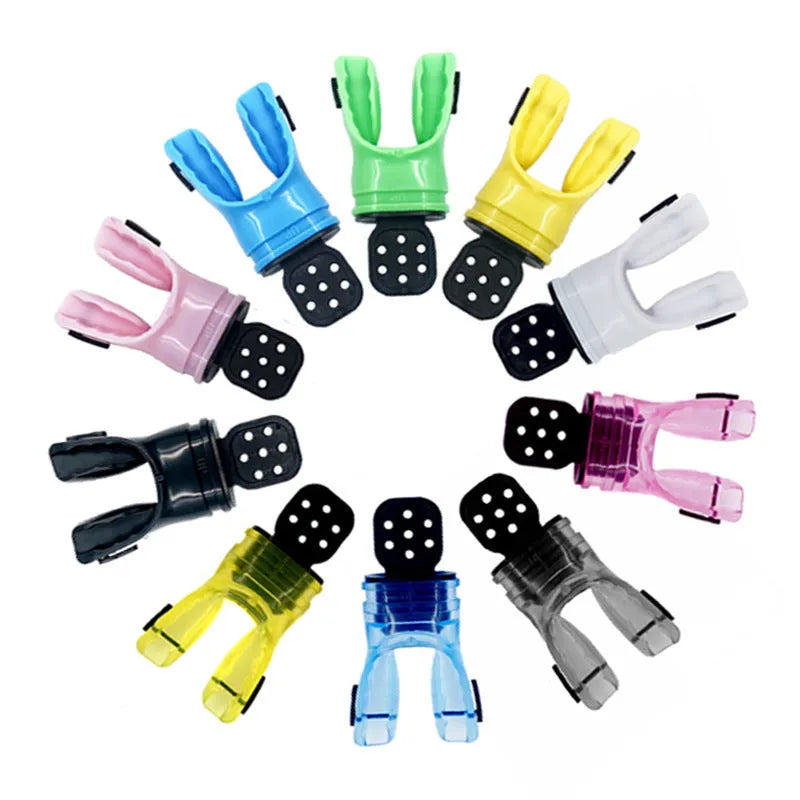 Plastic free diving mouthpiece made from edible silicone measuring 110mm long in various colour options
