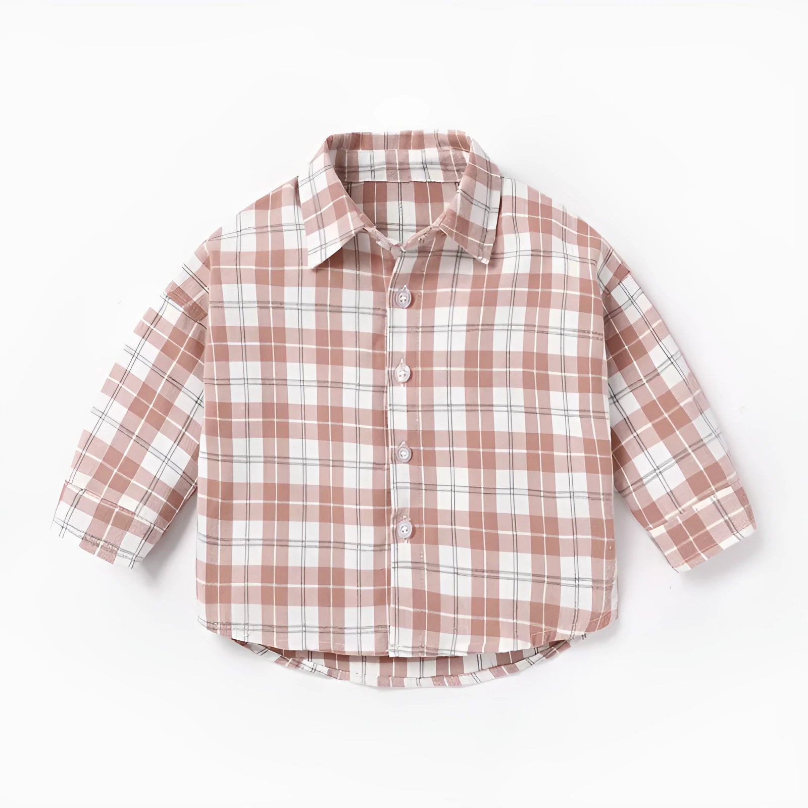 Boy's light blue cotton shirt with an animal print and lattice pattern, long sleeves.