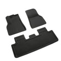 TPR floor mat set for Tesla Model Y showing foot mats, tailbox mats, and storage box mats