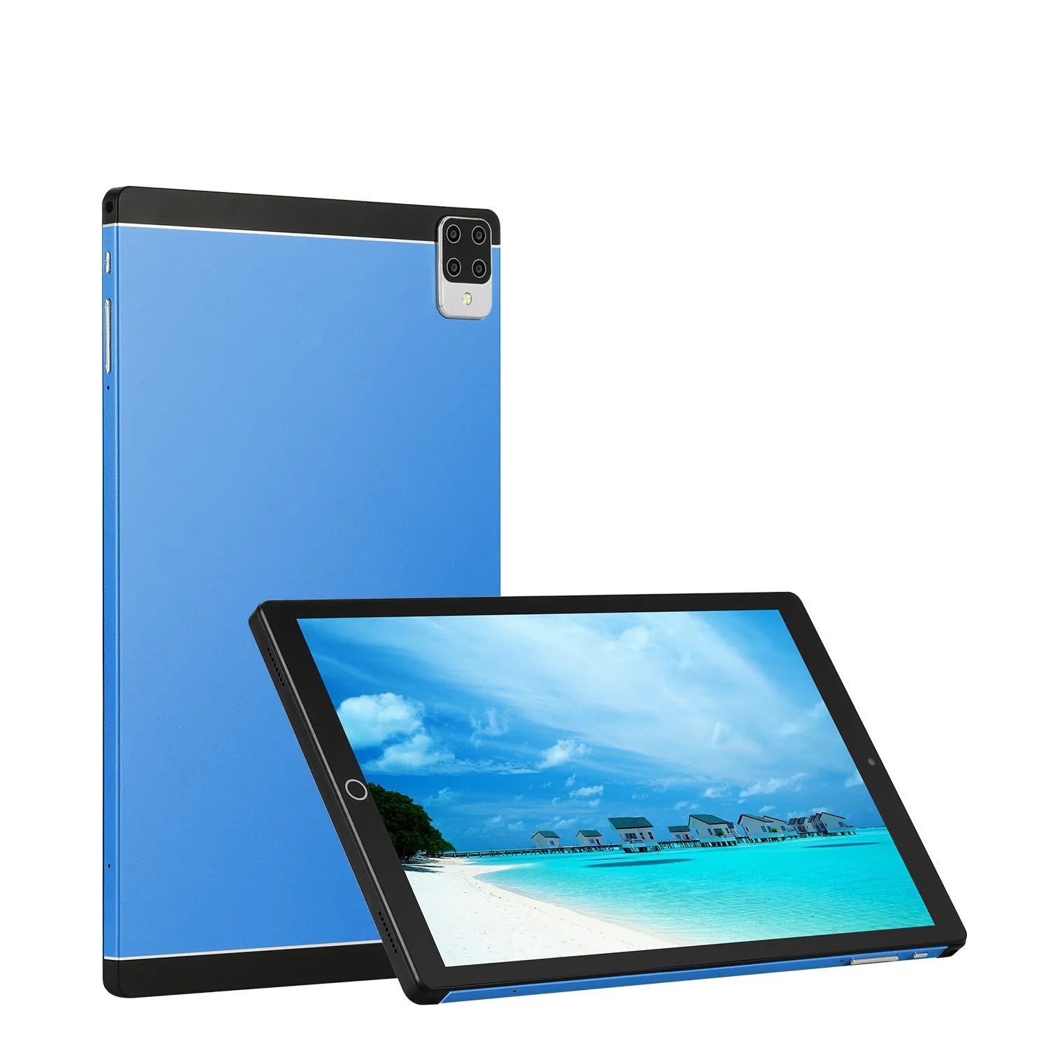 11.6-inch Android tablet in black, blue, green, or orange colours showing homescreen interface