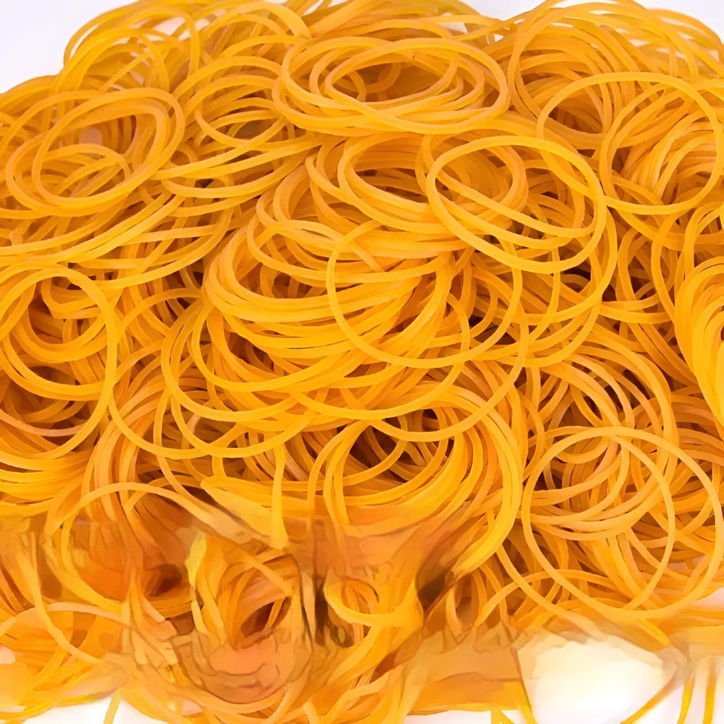 500g pack of assorted natural rubber bands in seven different diameter sizes