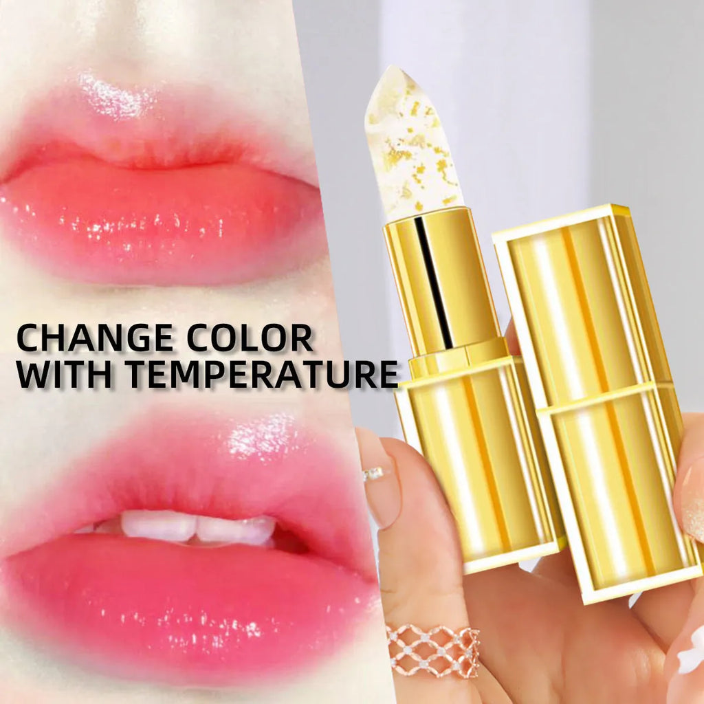 Anti-smudge warm colour-changing lipstick in a standard 3.5g size.