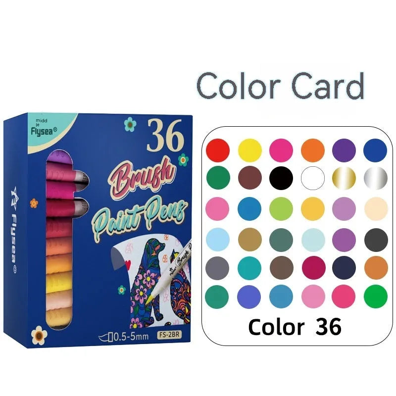 Set of acrylic gouache marker pens for hand-lettering and greeting card art projects in various colours.