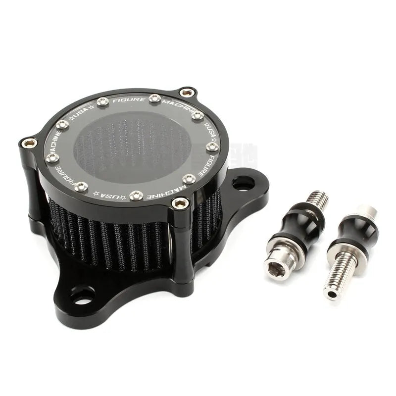 CNC aluminium motorcycle air filter with transparent glass element for Harley Davidson XL883 1200 48 models
