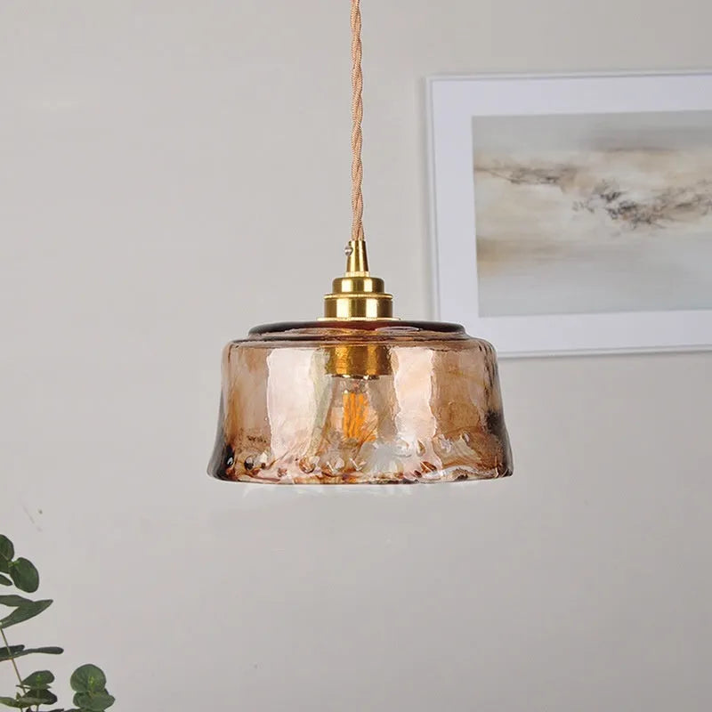 Nordic style brass and glass restaurant chandelier with retro design and LED bulb