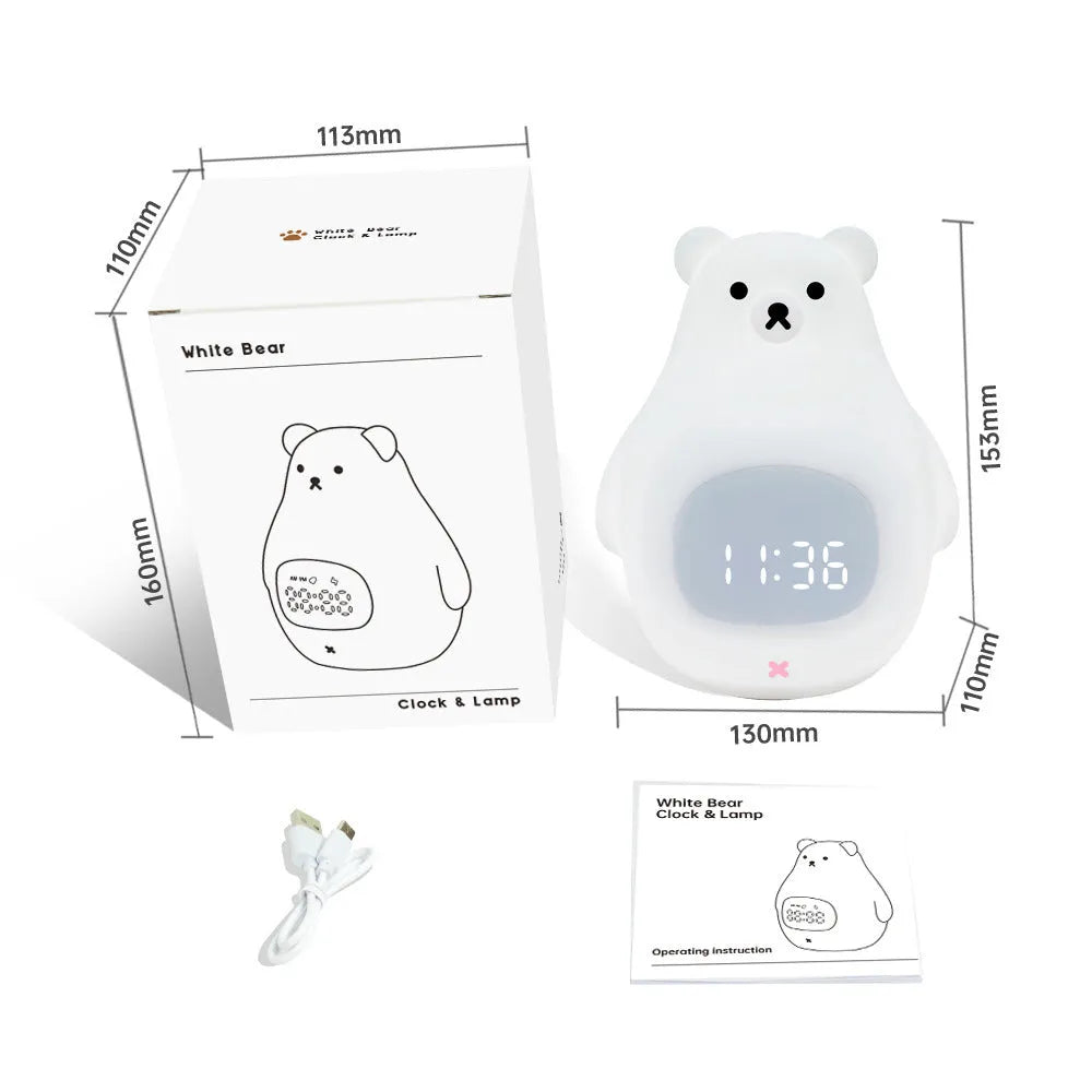 Cartoon Great White Bear shaped silicone night light with multi-colour glow.