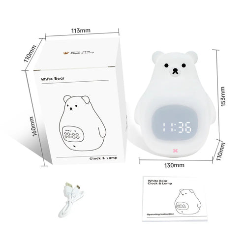 Cartoon Great White Bear shaped silicone night light with multi-colour glow.