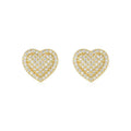 Gold-coloured heart-shaped moissanite stud earrings on S925 silver with secure fastening back