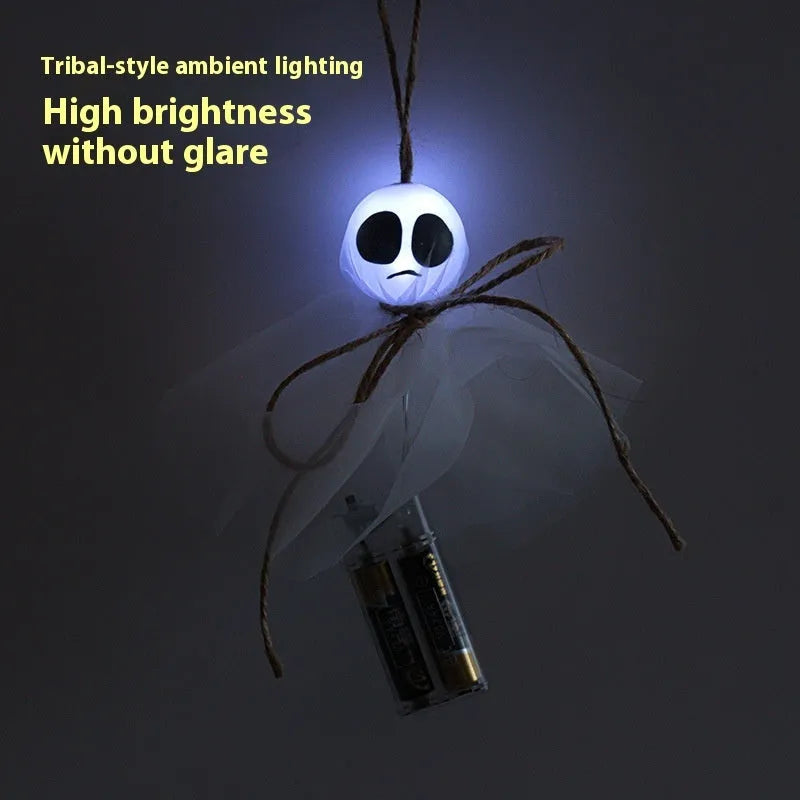 Halloween LED lighting chain with battery box and six ghost colour options for venue decorations