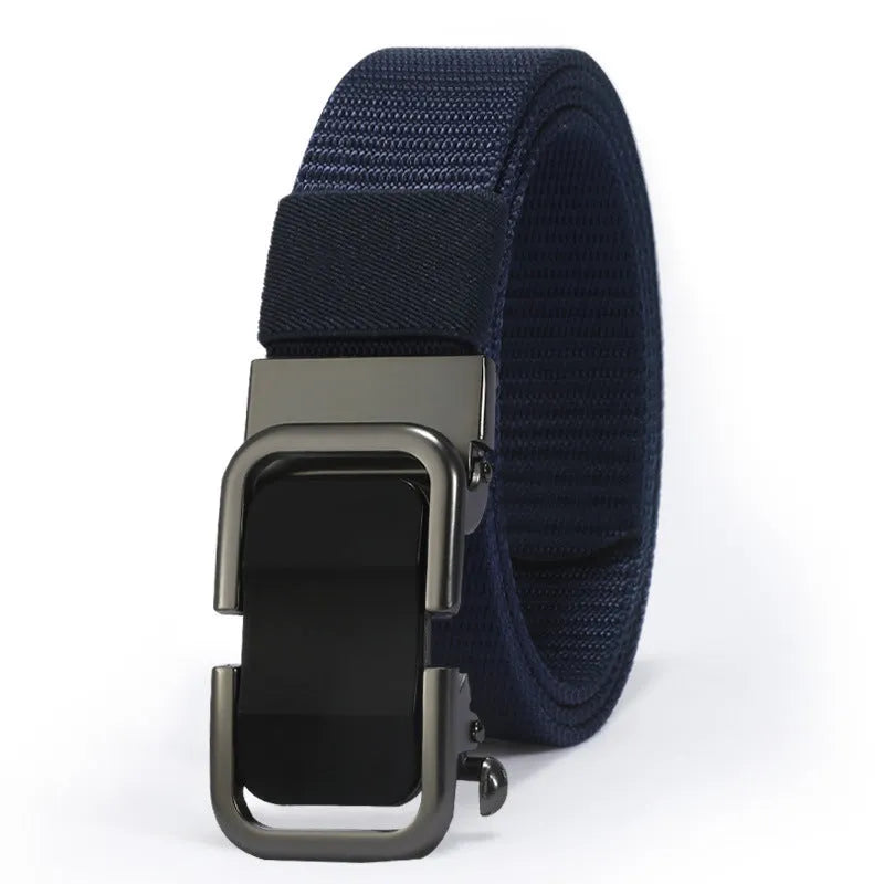 Toothless nylon canvas men's belt with alloy buckle in multiple colour options