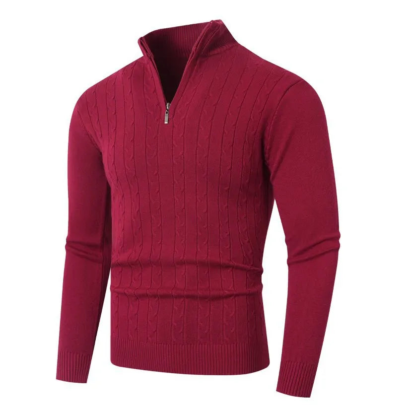 Men's casual knit sweater in caramel colour, thickened modal spandex pullover with loose fit, Asian sizing
