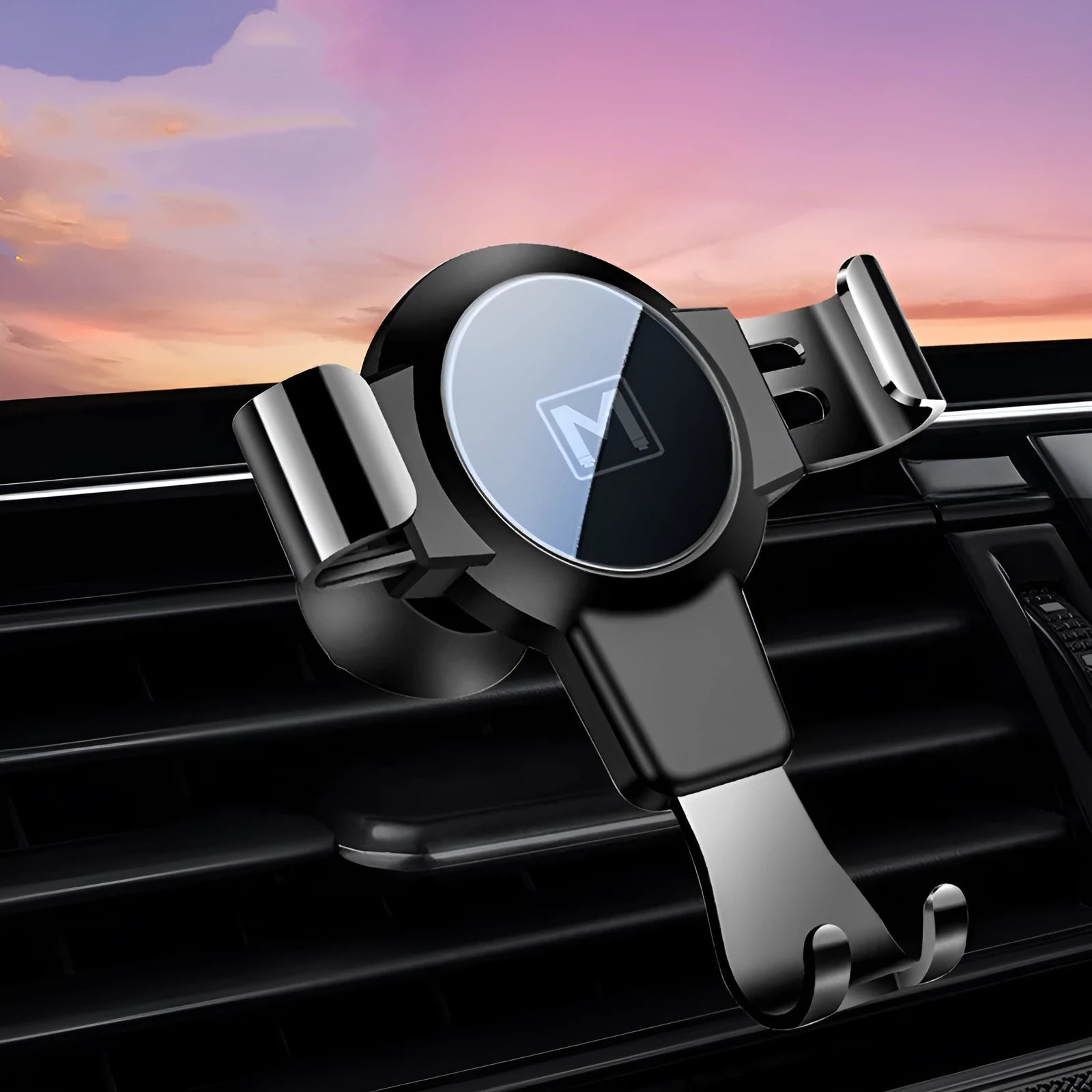 S4 Gravity Mirror ABS mobile phone bracket mounted on a car air conditioning vent.