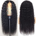 Front lace human hair wig deep wave hand-woven natural look