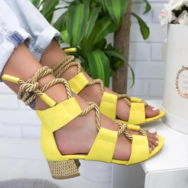 Women's round head sandals with thick colour-matched heel and fish mouth toe in multiple colour options