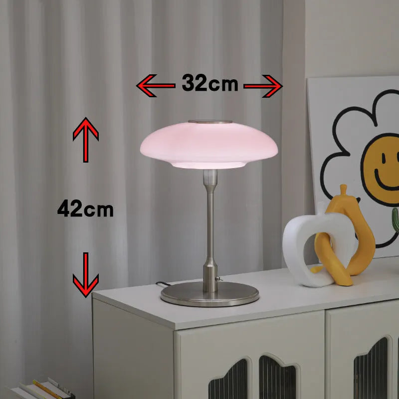Vintage nickel-plated bedside lamp with Korean styling in golden white colour