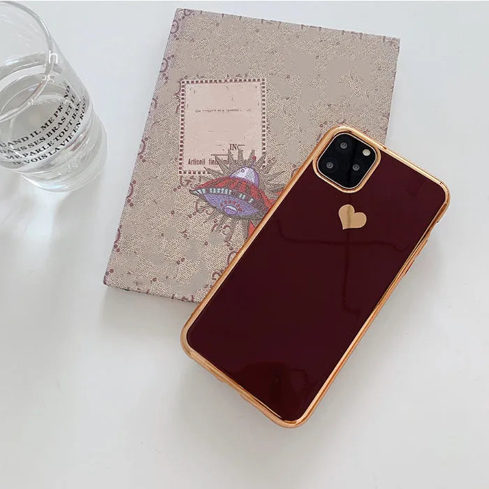 Luxury plating love TPU phone case back cover for iPhone in solid colour