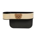 Leather car seat gap storage box with cartoon bear design hanging between vehicle seats
