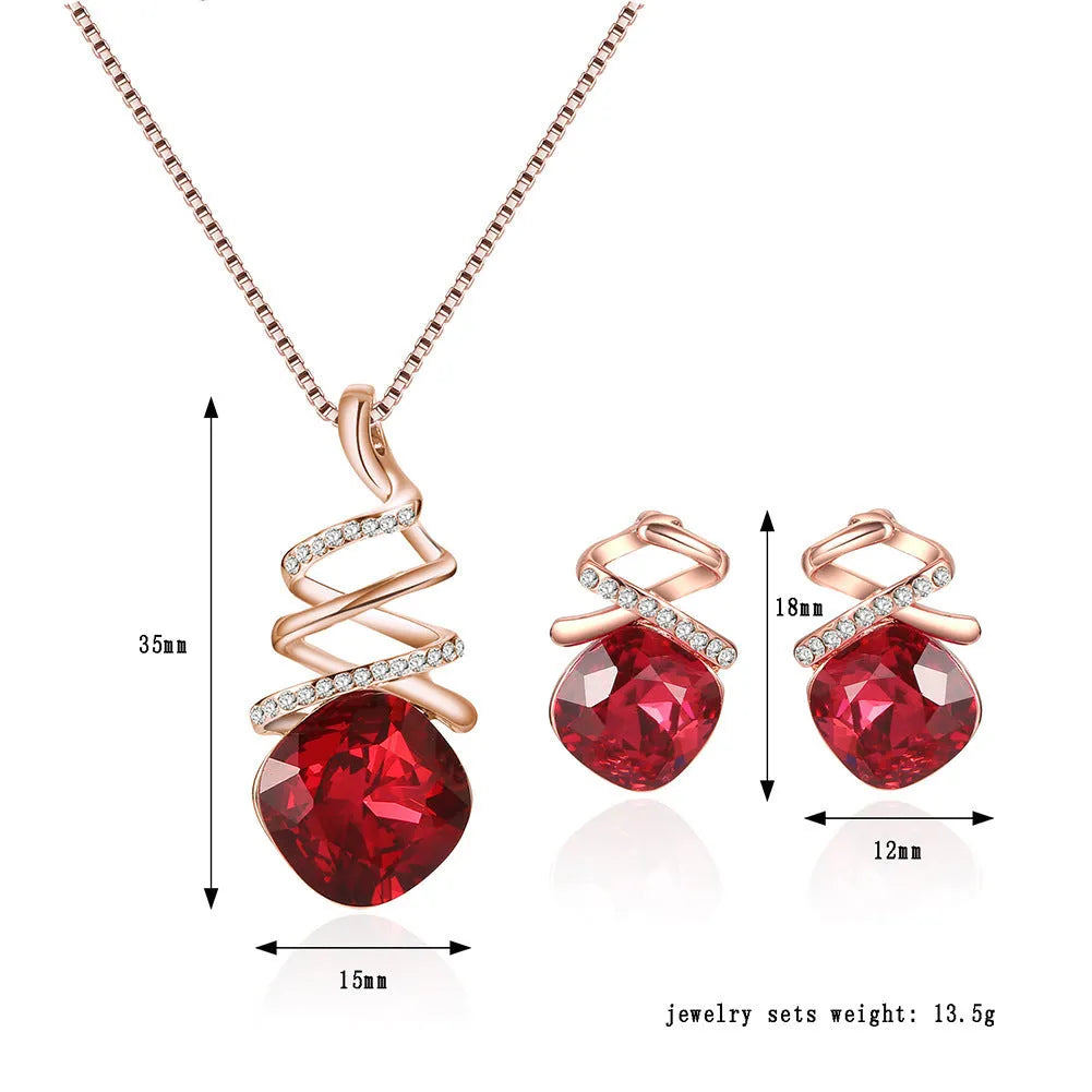 Alloy bridal jewellery set with water wave chain necklace and matching earrings