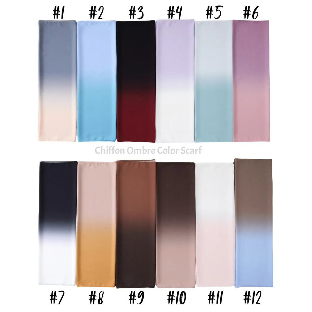 Long lightweight chiffon summer scarf for women draped to show its 175cm length and soft fabric.