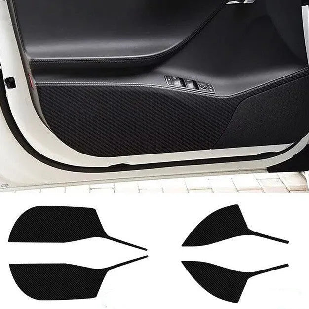 Carbon fibre protective film for Tesla Model S door interior control panels in 4-piece set