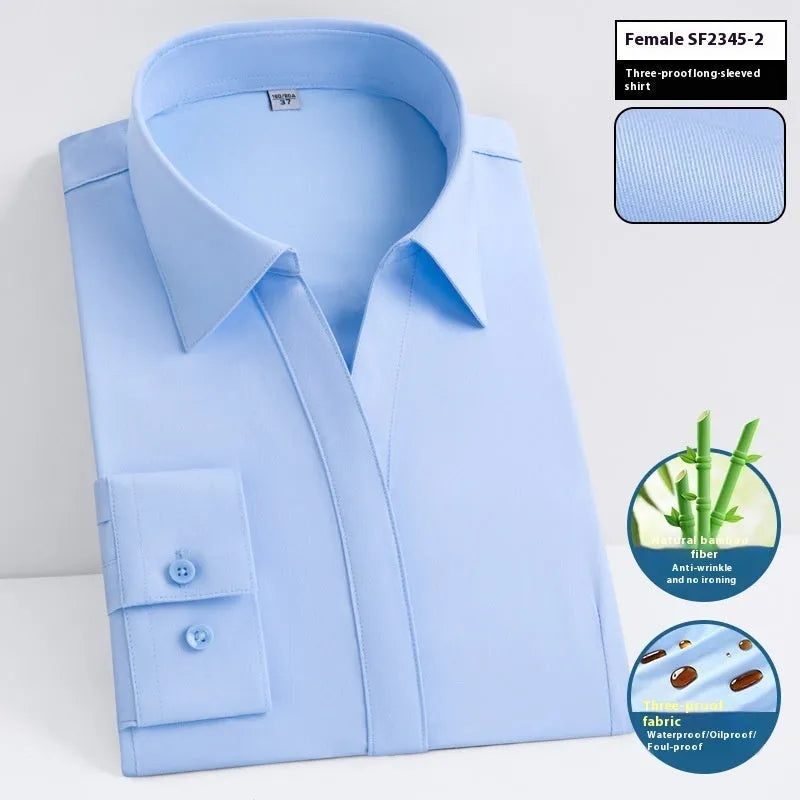 Men's slim fit bamboo fibre business shirt with square collar in a solid colour, shown in short sleeve style.