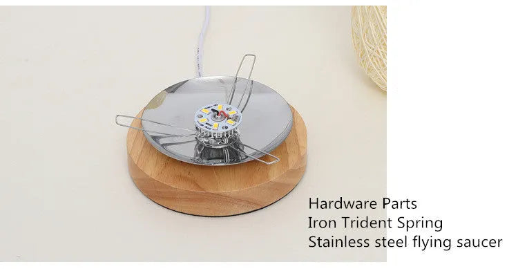 Sepak Takraw desk lamp with hemp rope construction and solid wood base