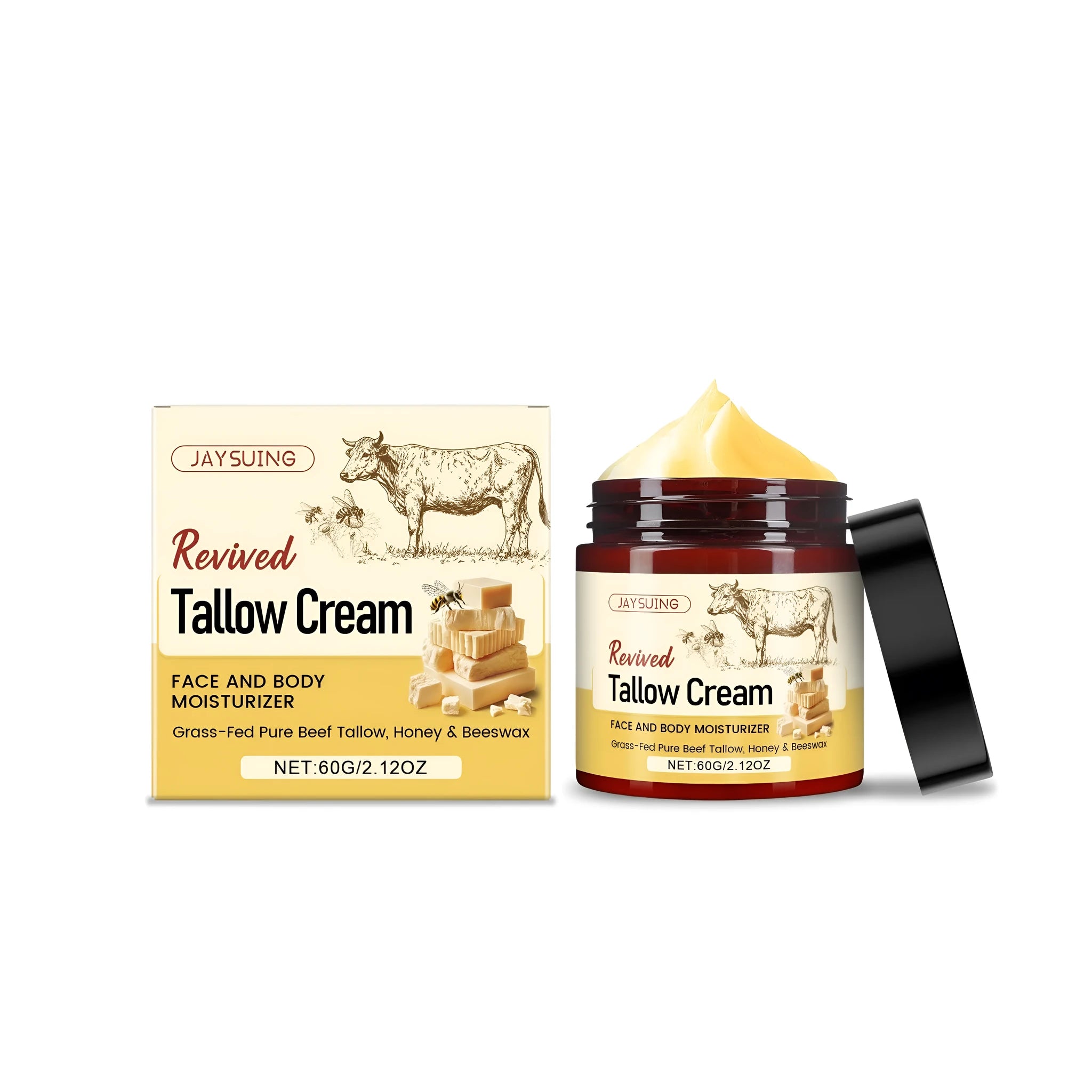 60g jar of Revived Tallow moisturising cream with traditional ingredients