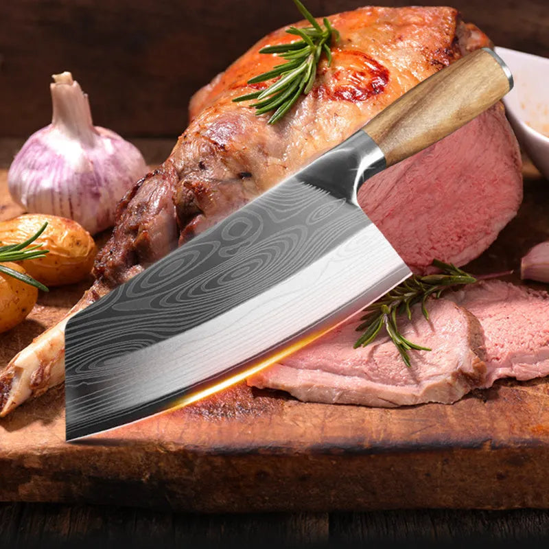Stainless steel kitchen knife with 40Cr13 forged blade, 320mm long