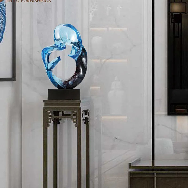 Transparent resin craft ornament in modern simple design showing blue colour option
