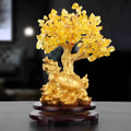 Citrine small water turtle money tree resin ornament measuring 18cm by 23cm