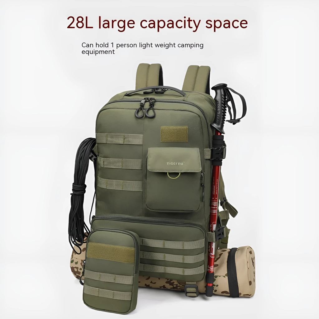 17-inch tactical waterproof backpack in army green or black with 20-35 litre capacity