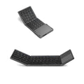 Tri-fold Bluetooth keyboard shown in black and silver colours with thin 0.8cm profile