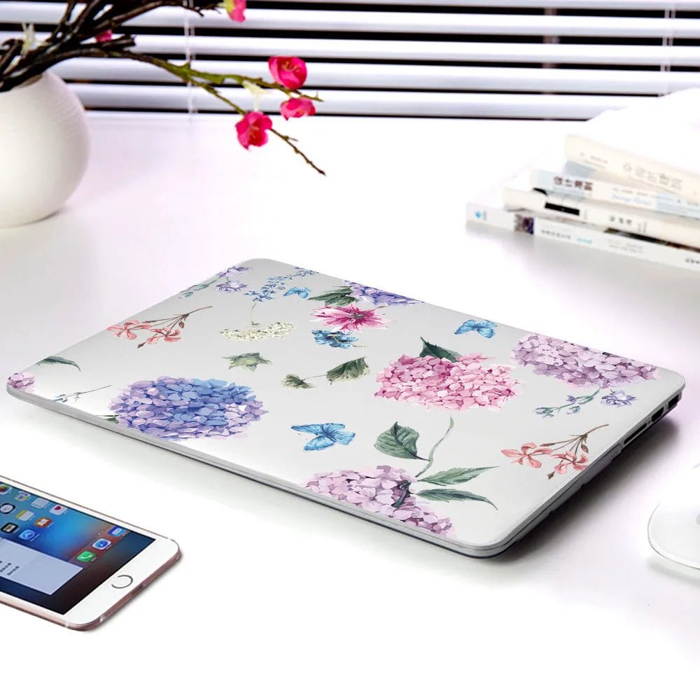 Hard plastic protective shell with floral pattern for MacBook Air 11 or MacBook Pro 12 Retina laptops