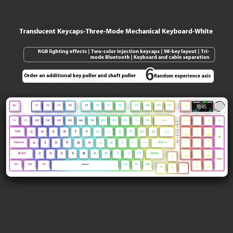 98-key wireless Bluetooth mechanical keyboard with multiple colour theme options
